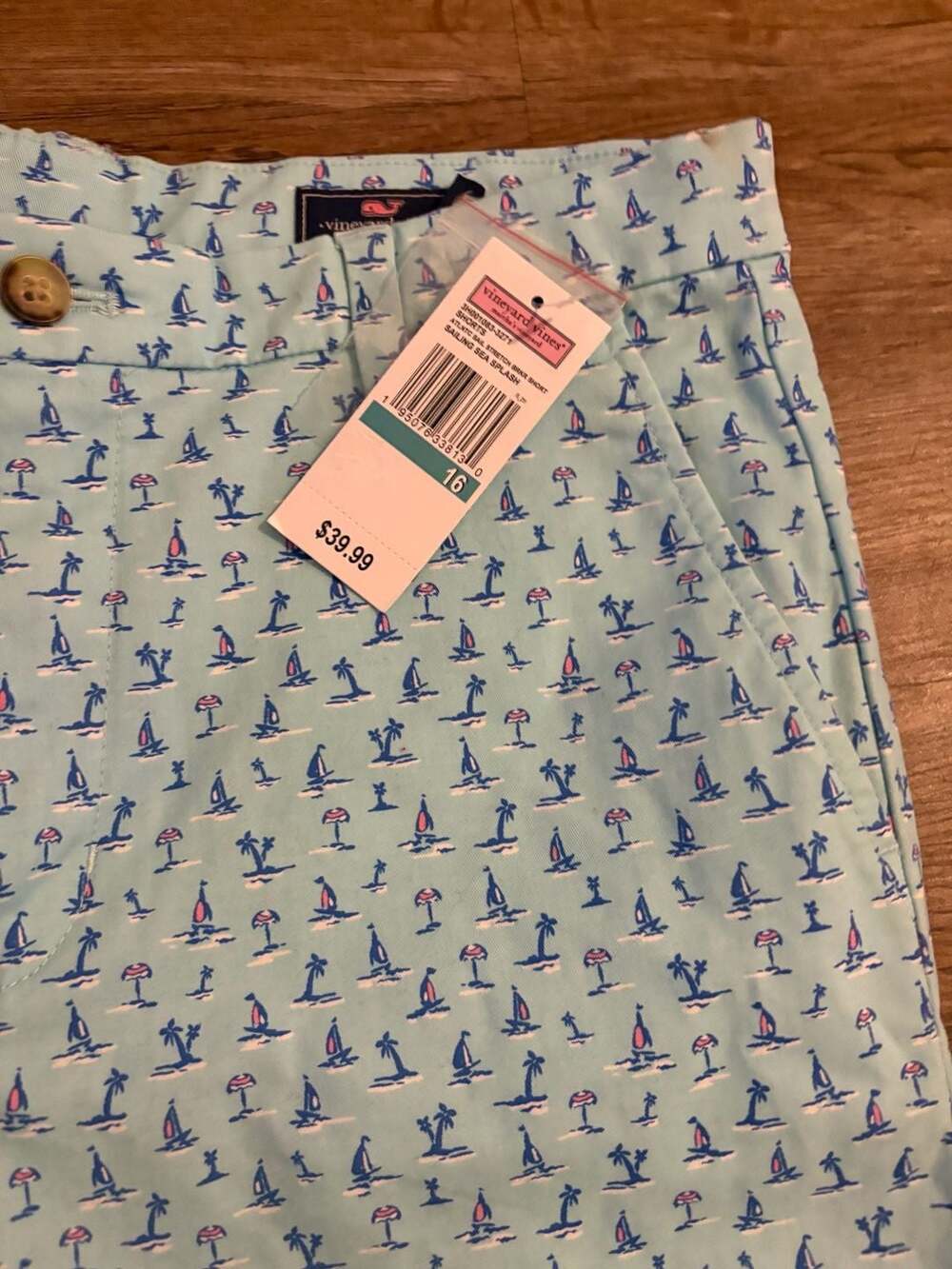 Vineyard Vines Breaker Stretch Shorts Size 16 Sailing Sea Splash - Picture 2 of 4